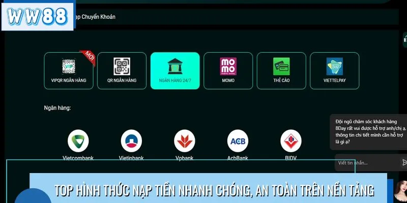 Top hình thức nạp tiền nhanh chóng, an toàn trên nền tảng